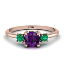 Classic Three Stone Amethyst Engagement Ring - Valentina No. 305 image 1