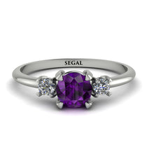 Classic Three Stone Amethyst Engagement Ring - Valentina No. 303 image 1