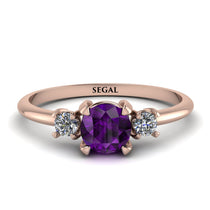Classic Three Stone Amethyst Engagement Ring - Valentina No. 302 image 1
