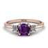 Classic Three Stone Amethyst Engagement Ring - Valentina No. 302