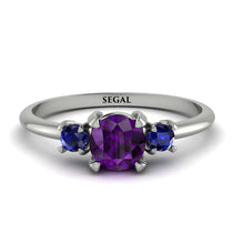 Classic Three Stone Amethyst Engagement Ring - Valentina No. 315 image 1