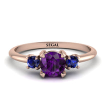 Classic Three Stone Amethyst Engagement Ring - Valentina No. 314 image 1