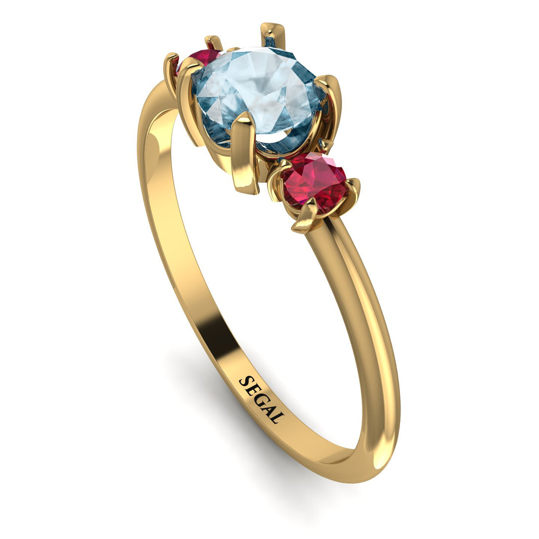 Classic Three Stone Aquamarine Engagement Ring - Valentina No. 410