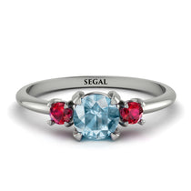 Classic Three Stone Aquamarine Engagement Ring - Valentina No. 412 image 1