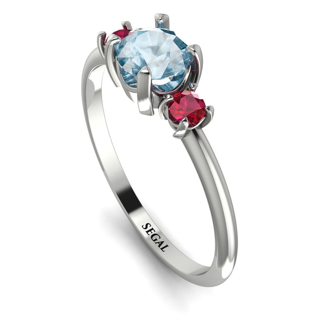 Classic Three Stone Aquamarine Engagement Ring - Valentina No. 412
