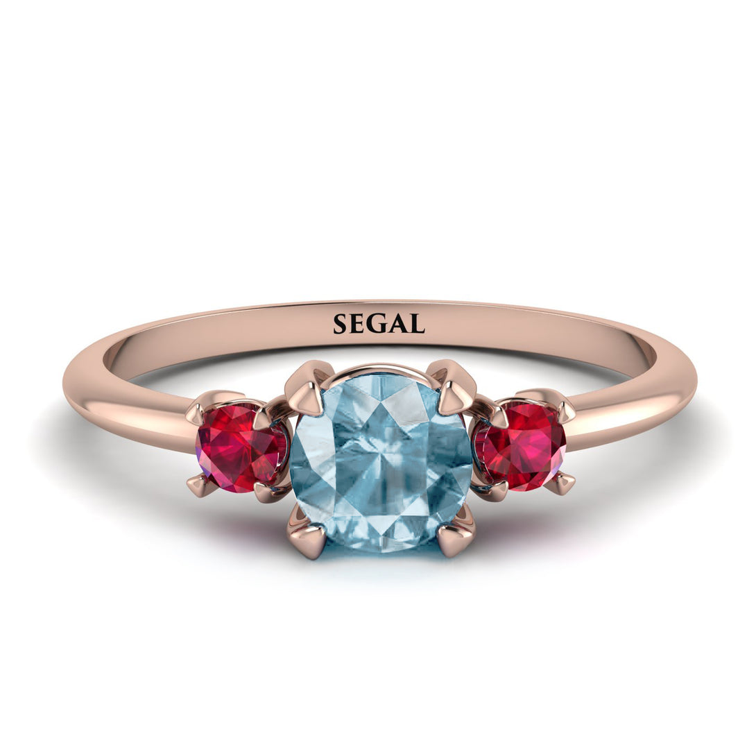 Classic Three Stone Aquamarine Engagement Ring - Valentina No. 411