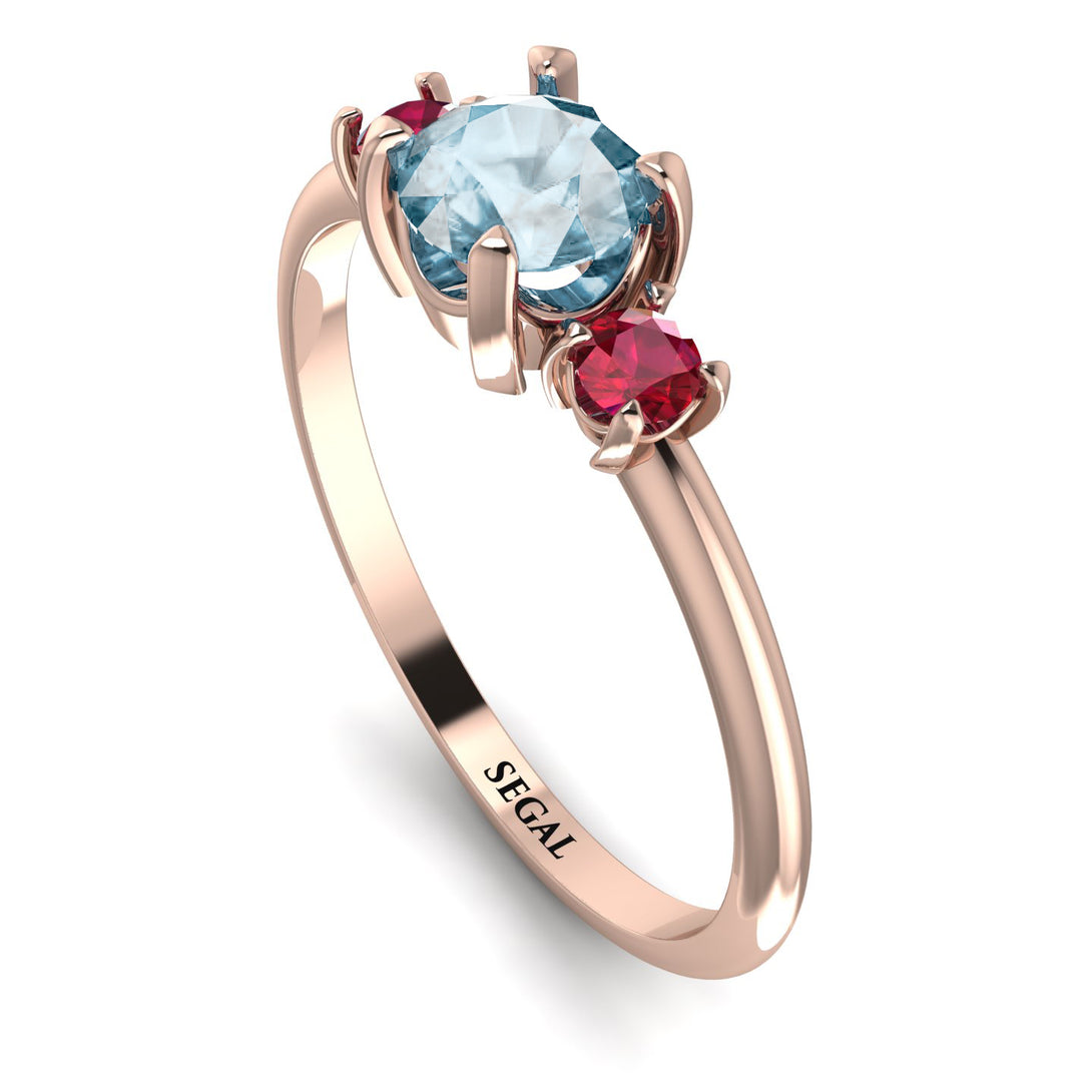 Classic Three Stone Aquamarine Engagement Ring - Valentina No. 411