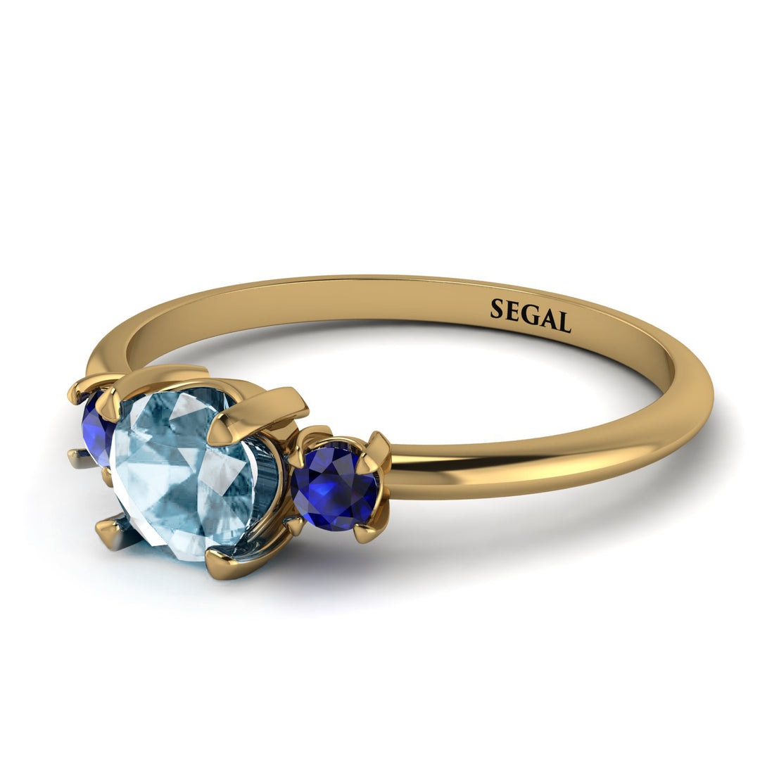 Classic Three Stone Aquamarine Engagement Ring - Valentina No. 413