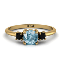 Classic Three Stone Aquamarine Engagement Ring - Valentina No. 407 image 1