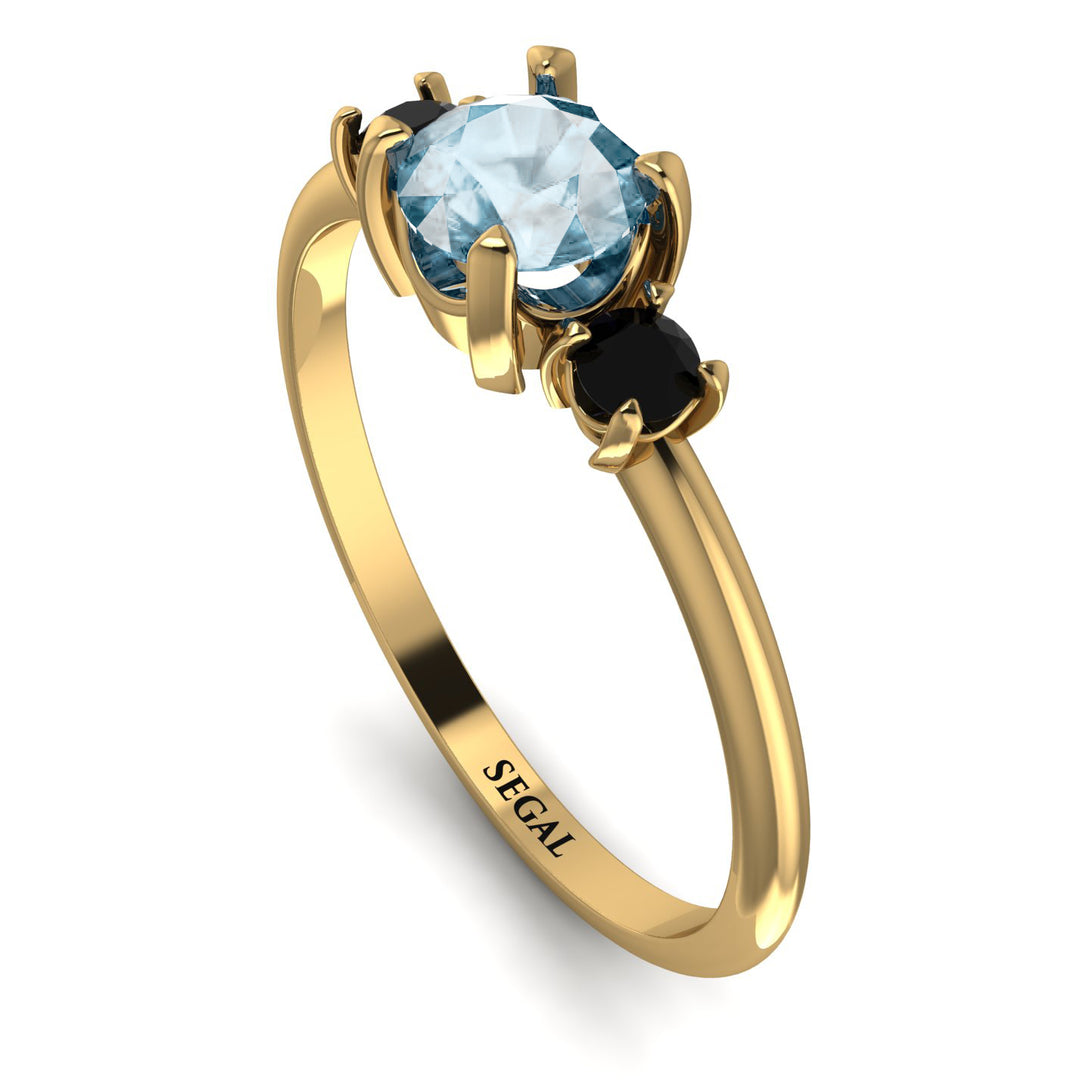 Classic Three Stone Aquamarine Engagement Ring - Valentina No. 407