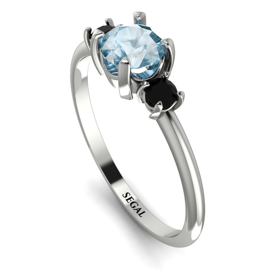 Classic Three Stone Aquamarine Engagement Ring - Valentina No. 409