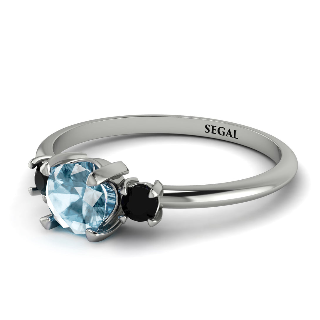 Classic Three Stone Aquamarine Engagement Ring - Valentina No. 409