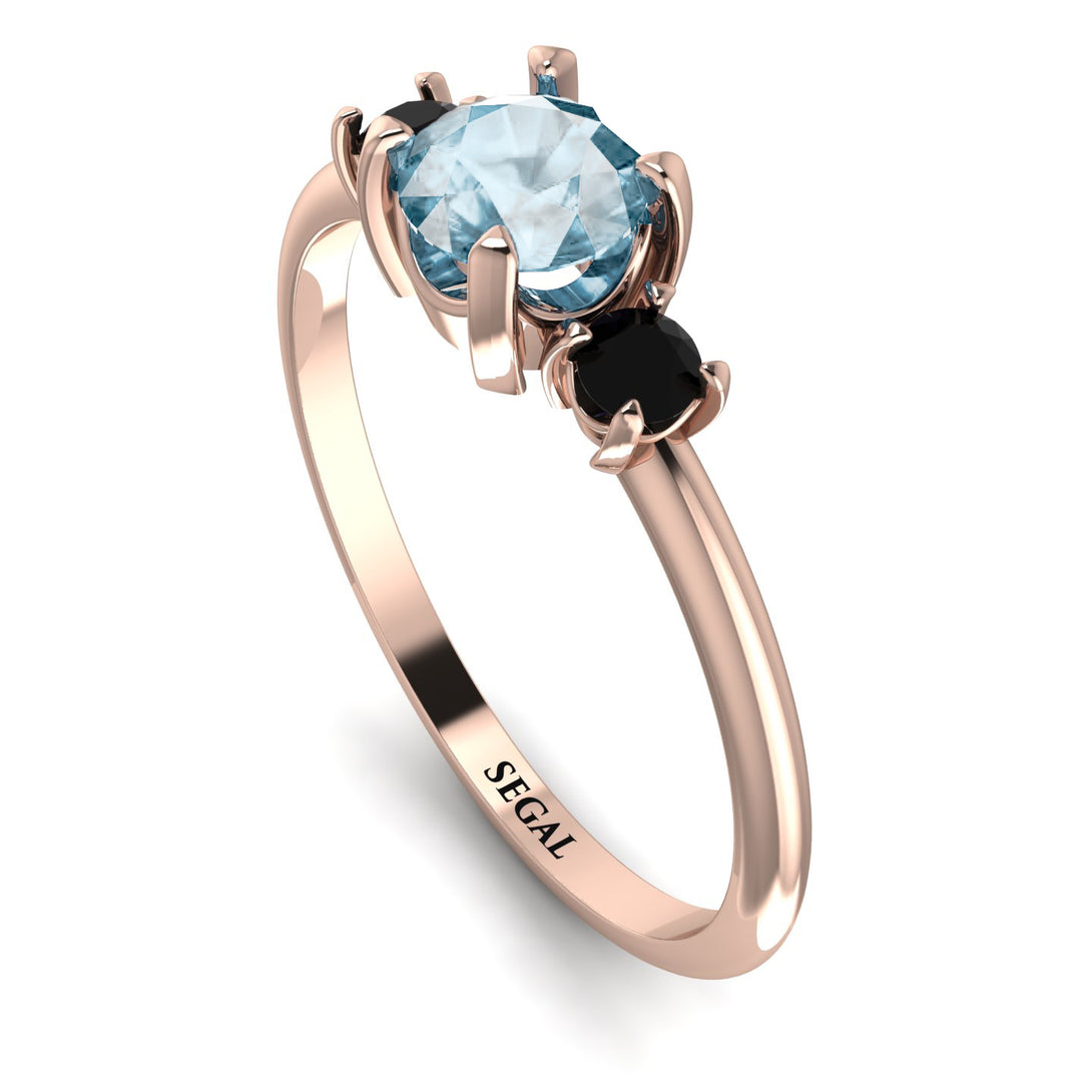 Classic Three Stone Aquamarine Engagement Ring - Valentina No. 408