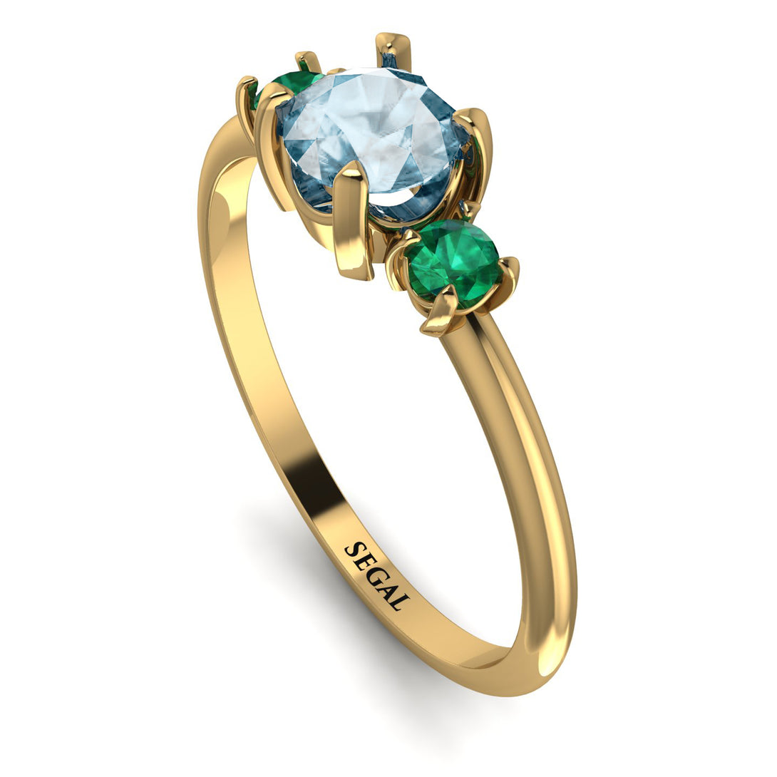Classic Three Stone Aquamarine Engagement Ring - Valentina No. 404