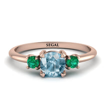 Classic Three Stone Aquamarine Engagement Ring - Valentina No. 405 image 1