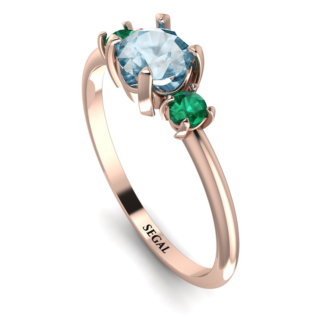 Classic Three Stone Aquamarine Engagement Ring - Valentina No. 405