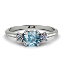 Classic Three Stone Aquamarine Engagement Ring - Valentina No. 403 image 1
