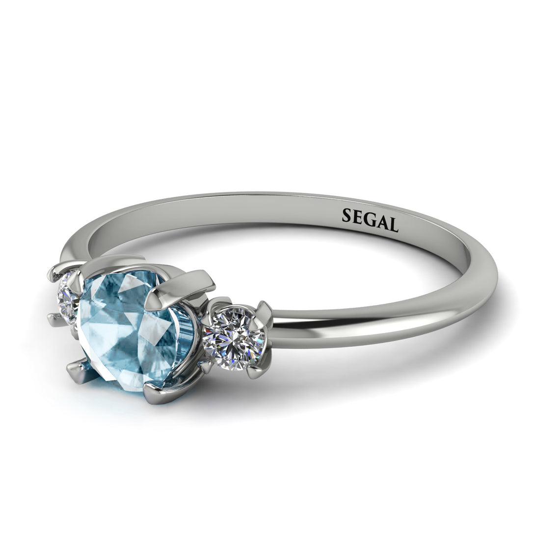 Classic Three Stone Aquamarine Engagement Ring - Valentina No. 403