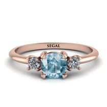 Classic Three Stone Aquamarine Engagement Ring - Valentina No. 402 image 1