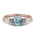 Classic Three Stone Aquamarine Engagement Ring - Valentina No. 402