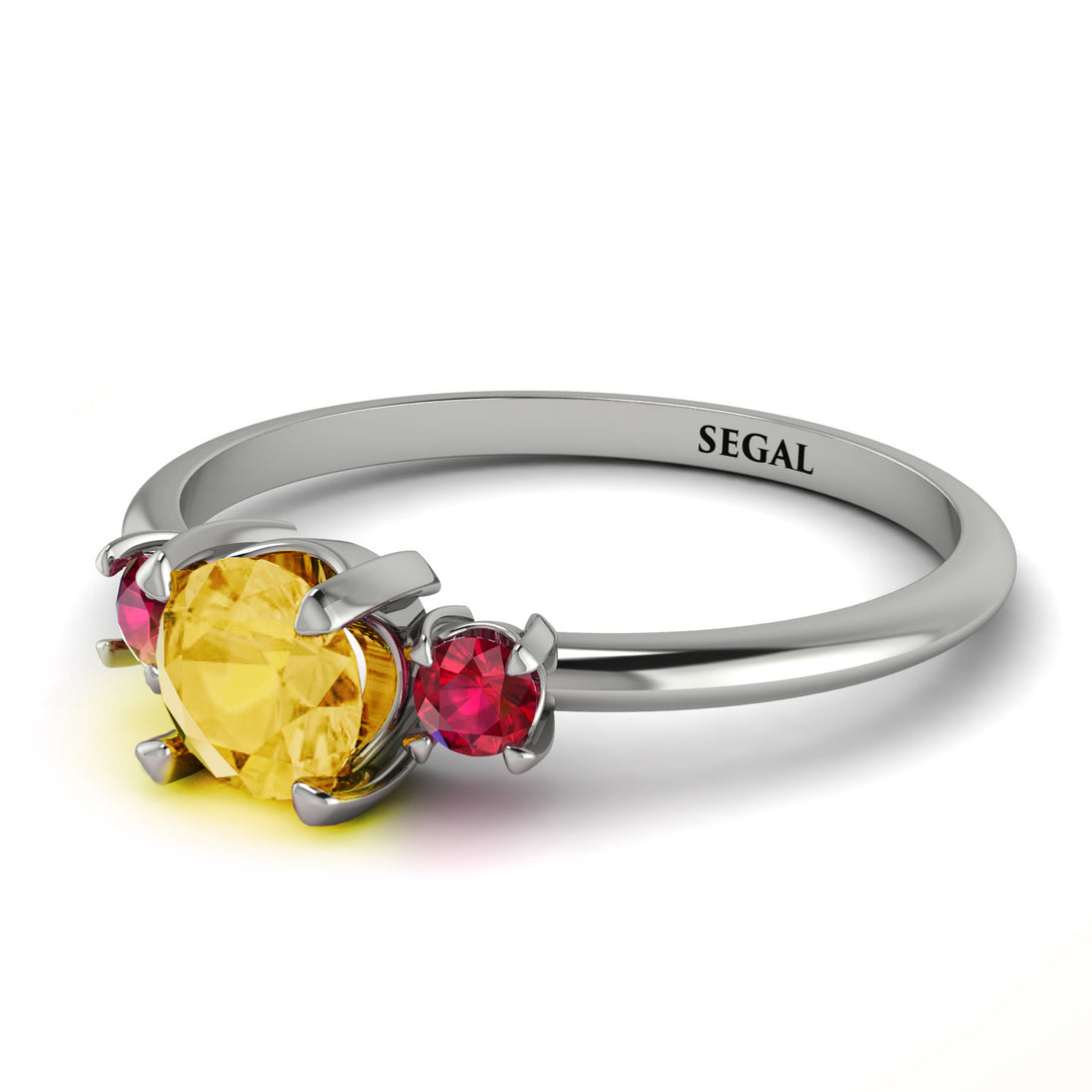 Classic Three Stone ������������������itrine Engagement Ring - Valentina No. 612