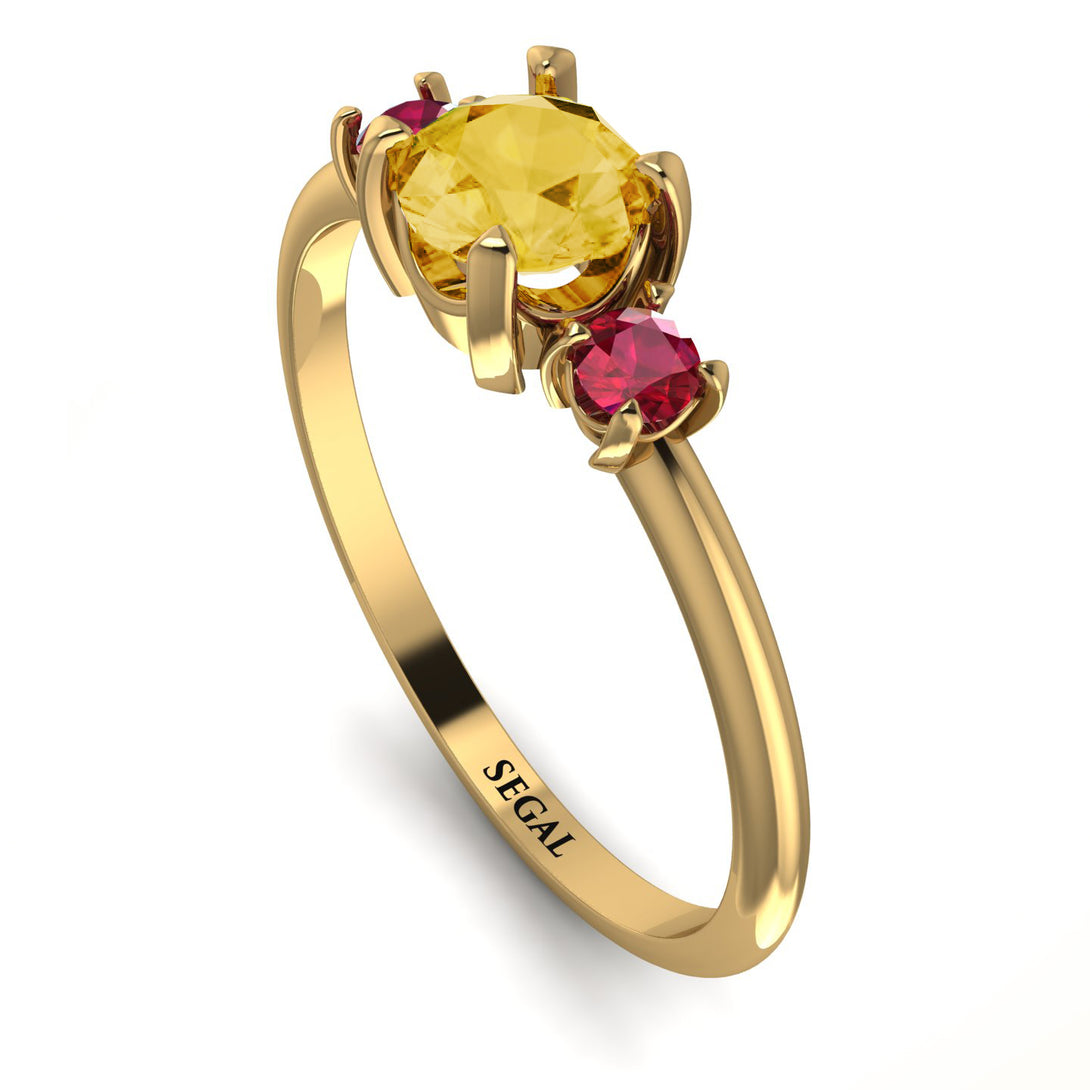 Classic Three Stone ������������������itrine Engagement Ring - Valentina No. 610