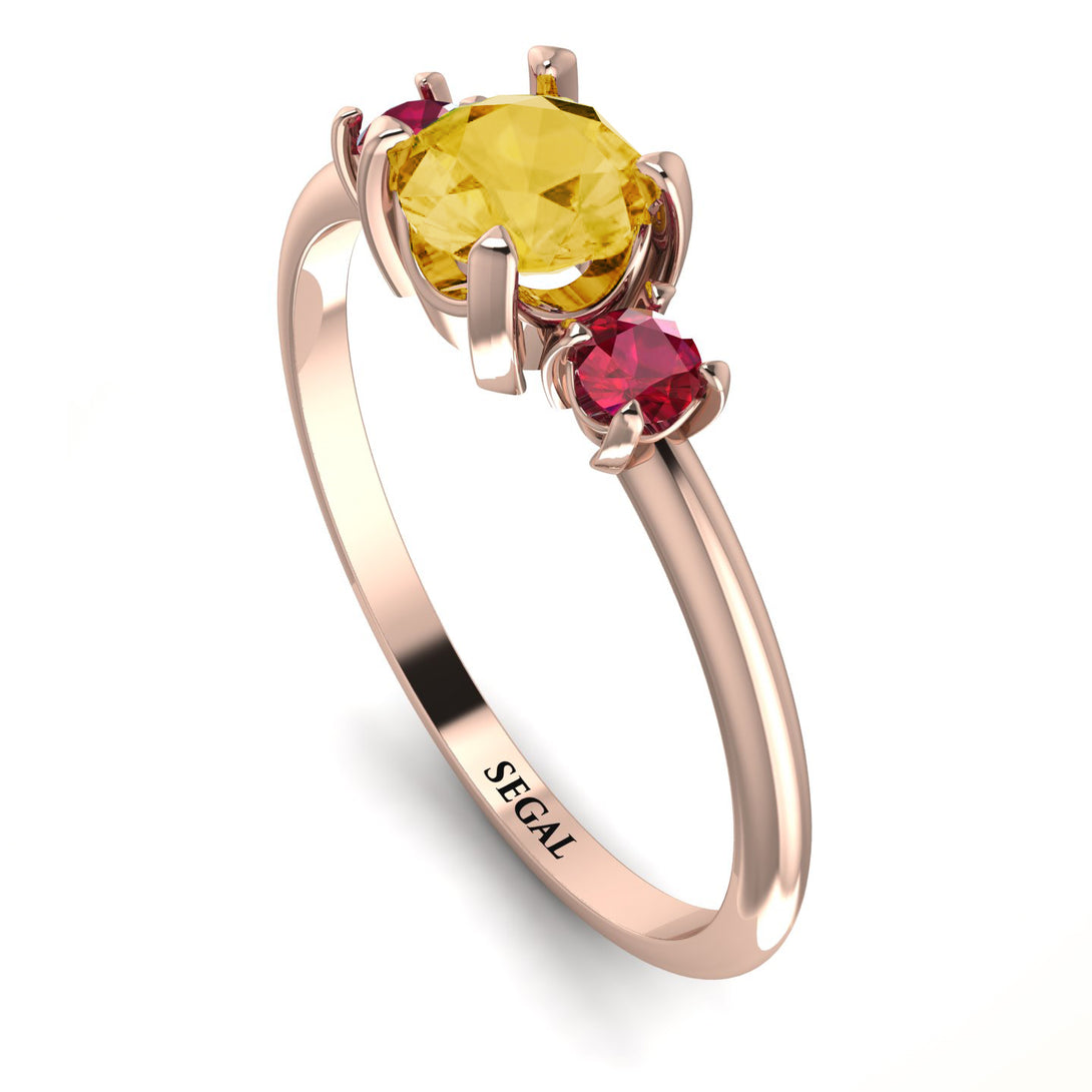 Classic Three Stone ������������������itrine Engagement Ring - Valentina No. 611