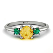 Classic Three Stone ������������������itrine Engagement Ring - Valentina No. 606 image 1