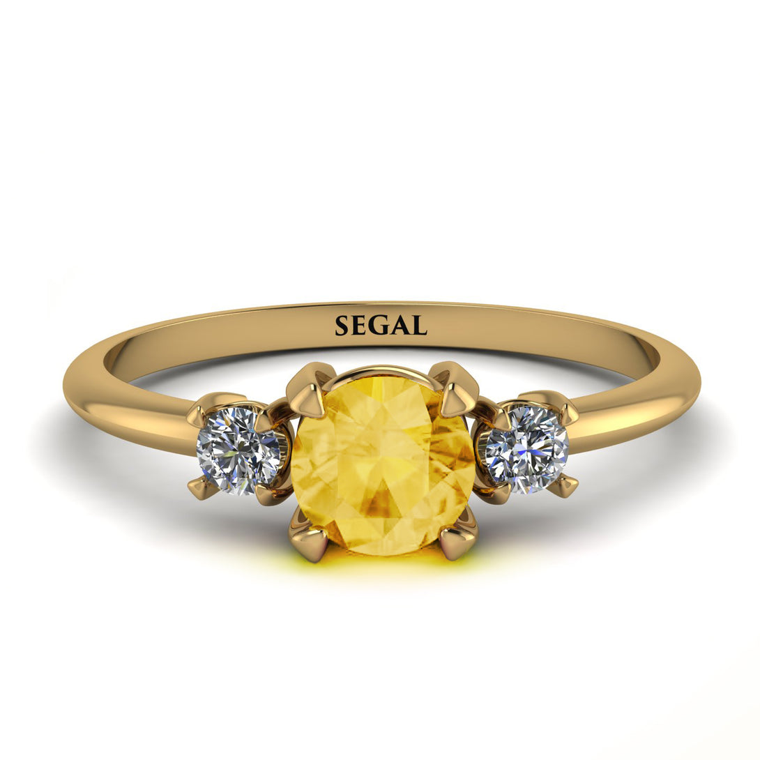 Classic Three Stone ������������������itrine Engagement Ring - Valentina No. 601