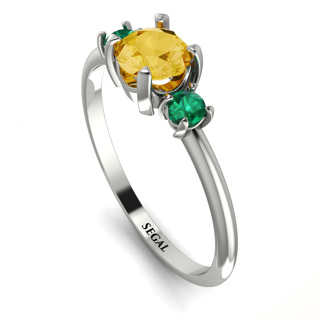 Classic Three Stone ������������������itrine Engagement Ring - Valentina No. 606