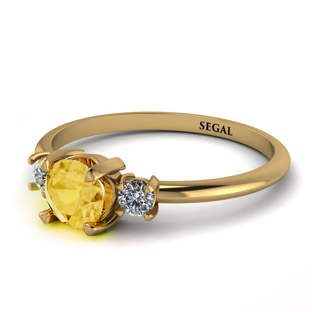 Classic Three Stone ������������������itrine Engagement Ring - Valentina No. 601
