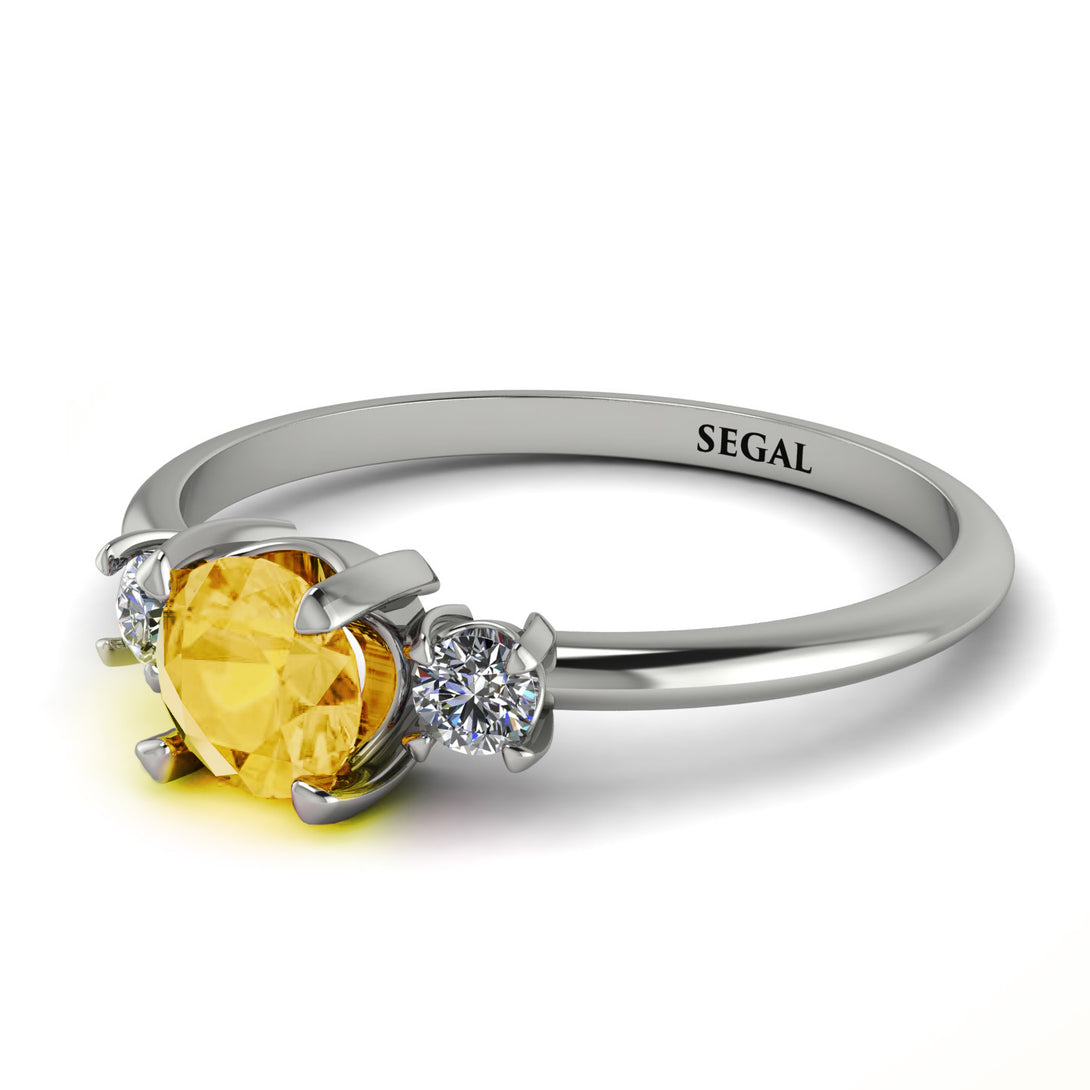 Classic Three Stone ������������������itrine Engagement Ring - Valentina No. 603