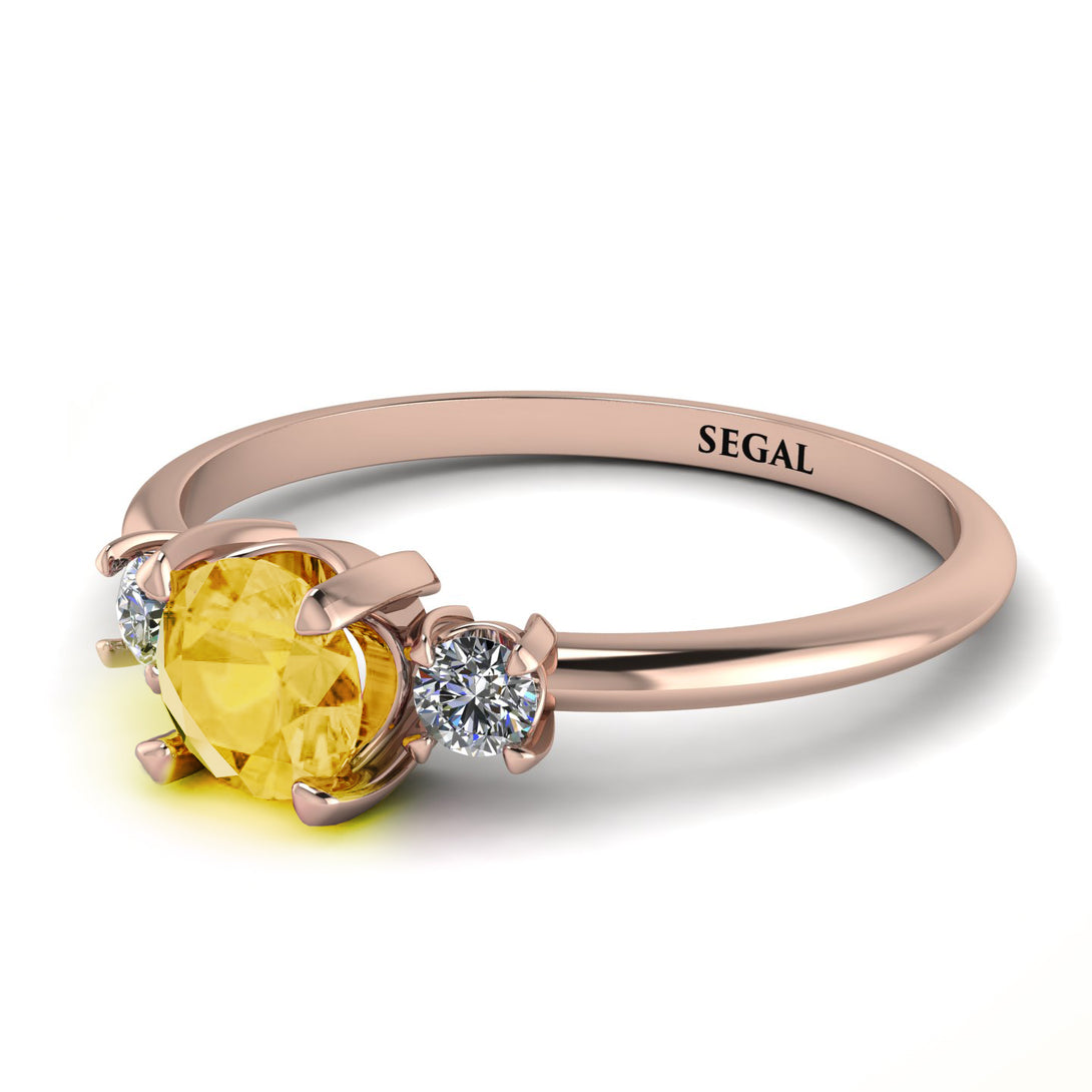 Classic Three Stone ������������������itrine Engagement Ring - Valentina No. 602