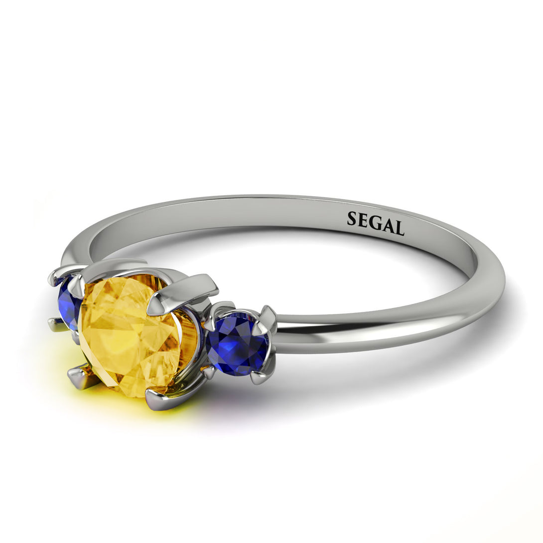 Classic Three Stone ������������������itrine Engagement Ring - Valentina No. 615