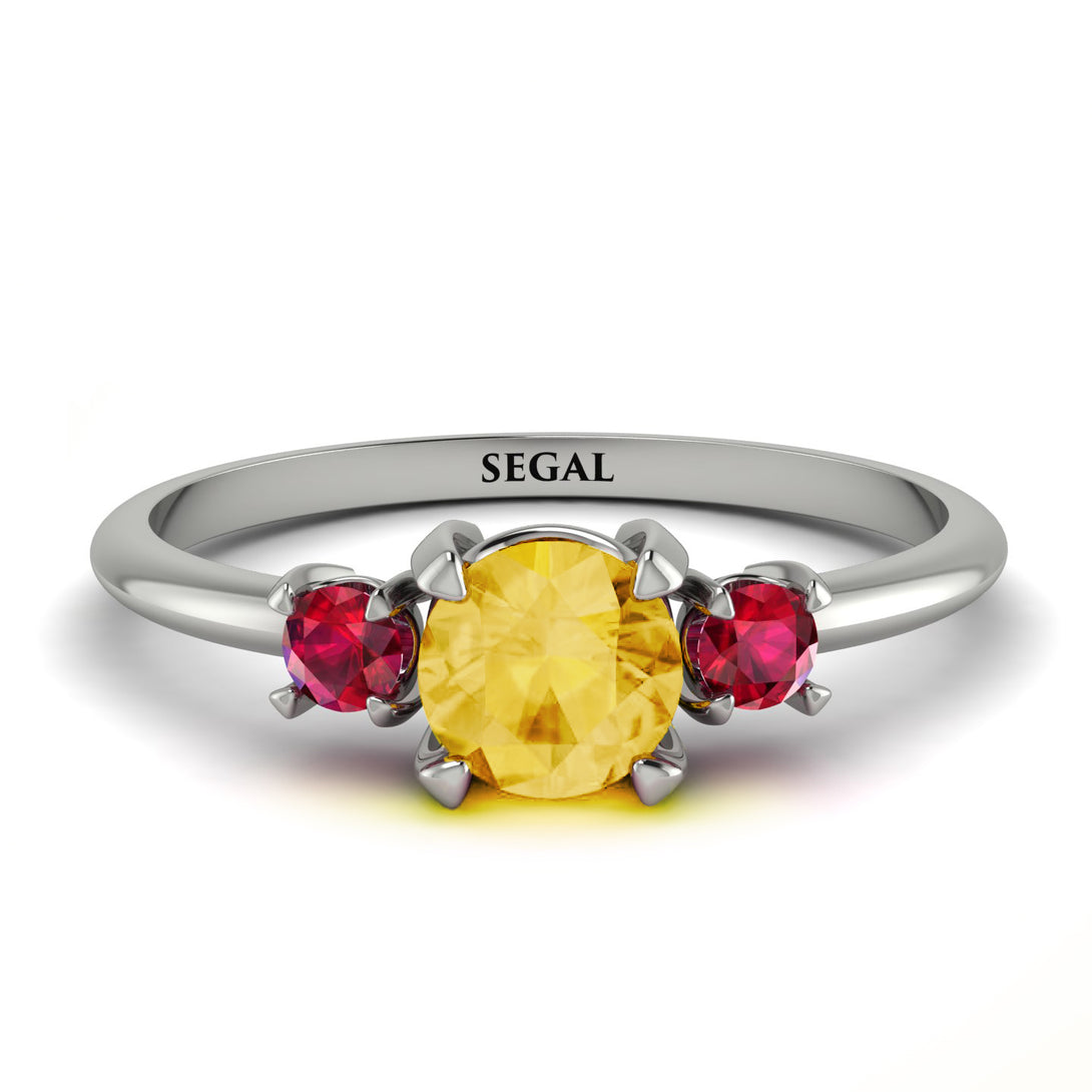 Classic Three Stone ������������������itrine Engagement Ring - Valentina No. 612