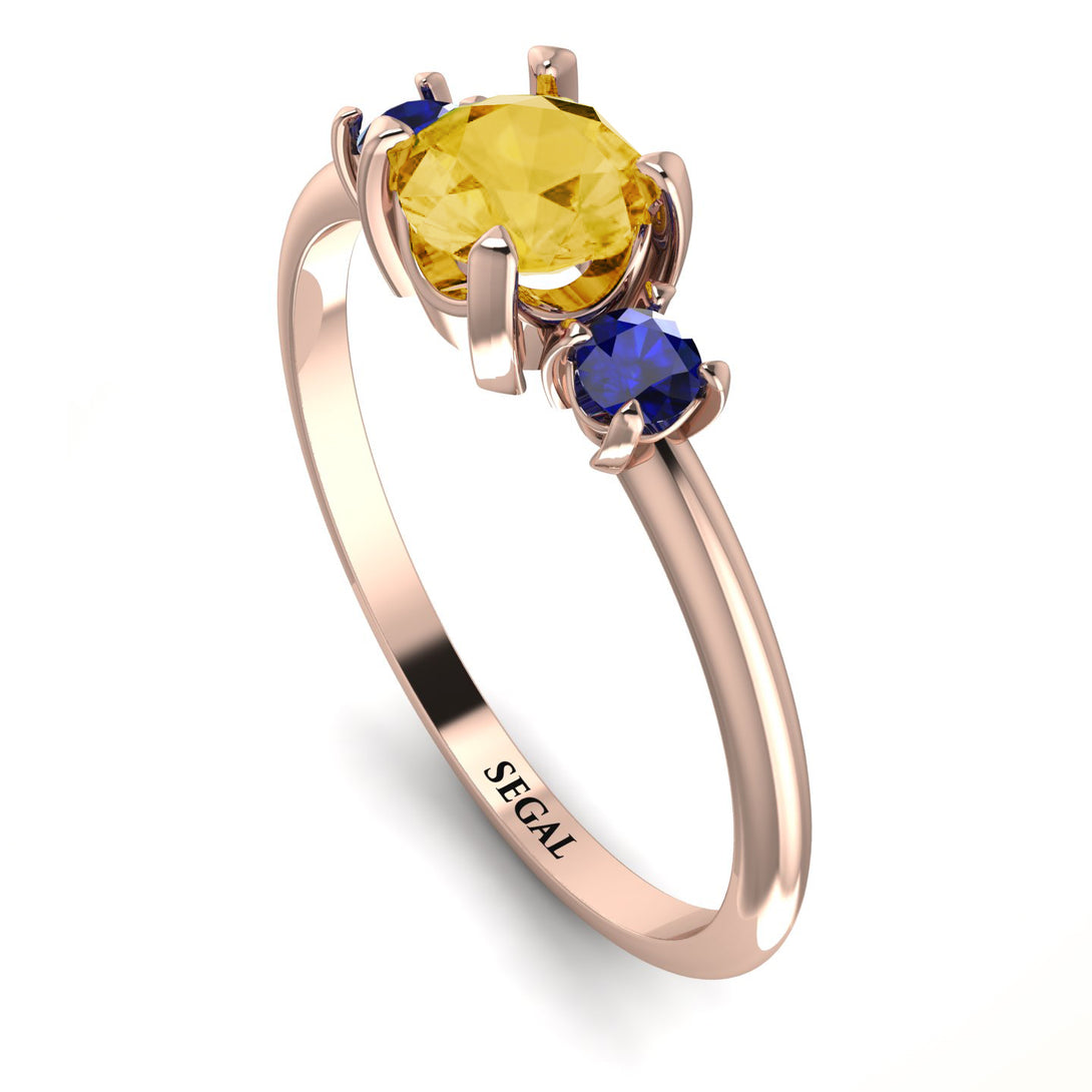 Classic Three Stone ������������������itrine Engagement Ring - Valentina No. 614