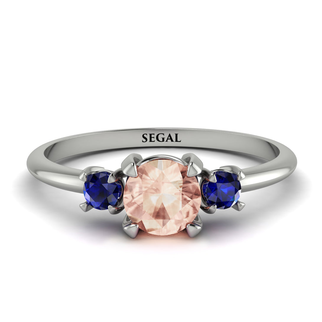 Classic Three Stone Morganite Engagement Ring - Valentina No. 915