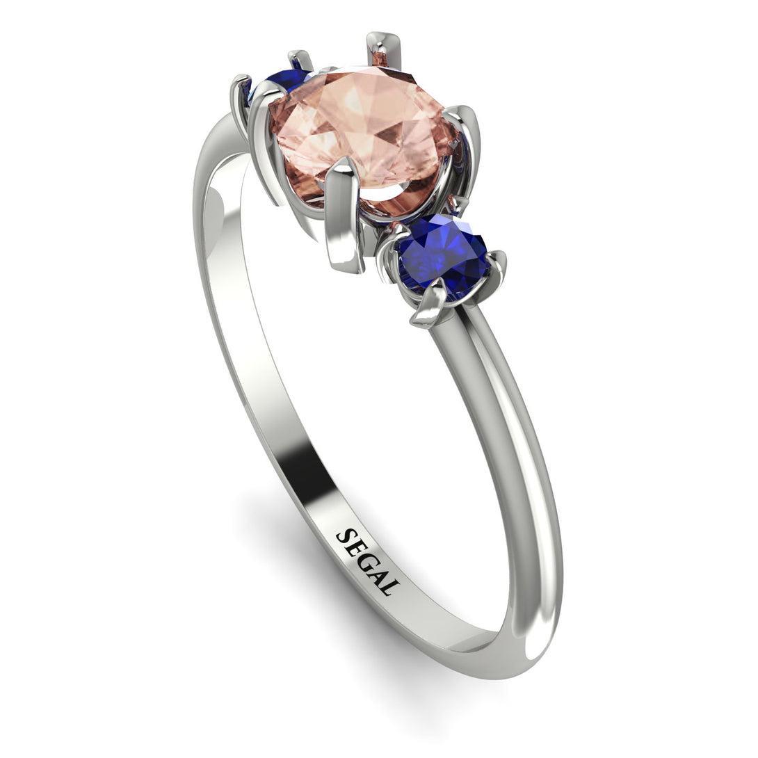 Classic Three Stone Morganite Engagement Ring - Valentina No. 915