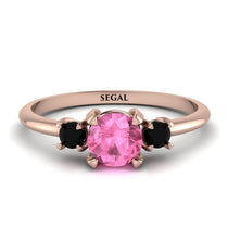 Classic Three Stone Pink Moissanite Engagement Ring - Valentina No. 808 image 1