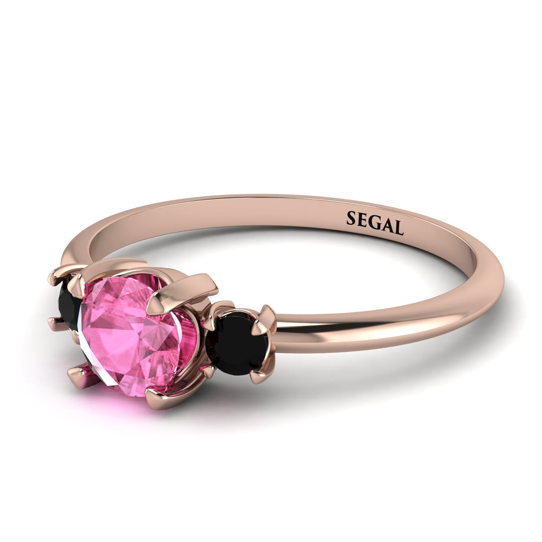 Classic Three Stone Pink Moissanite Engagement Ring - Valentina No. 808