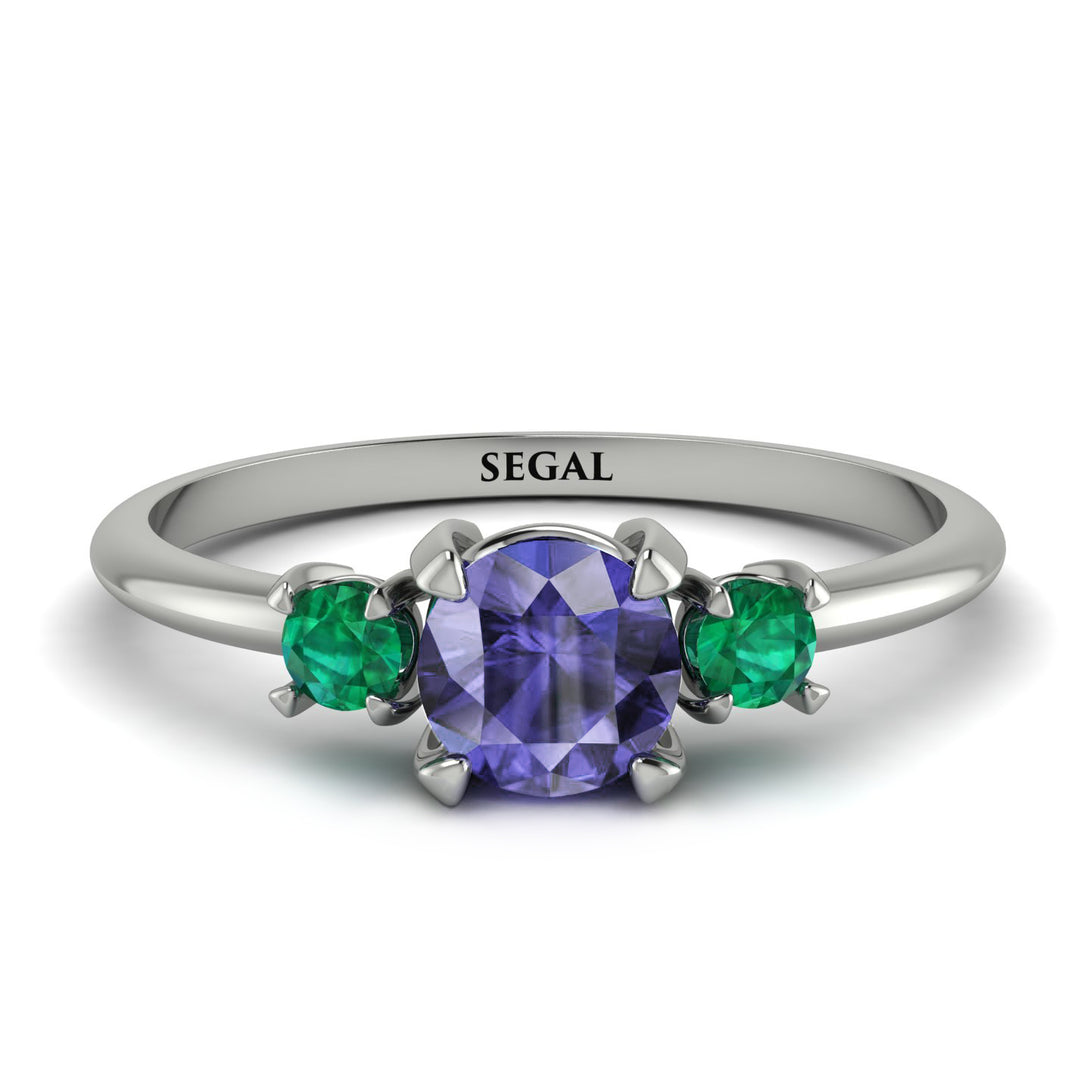 Classic Three Stone Tanzanite Engagement Ring - Valentina No. 206
