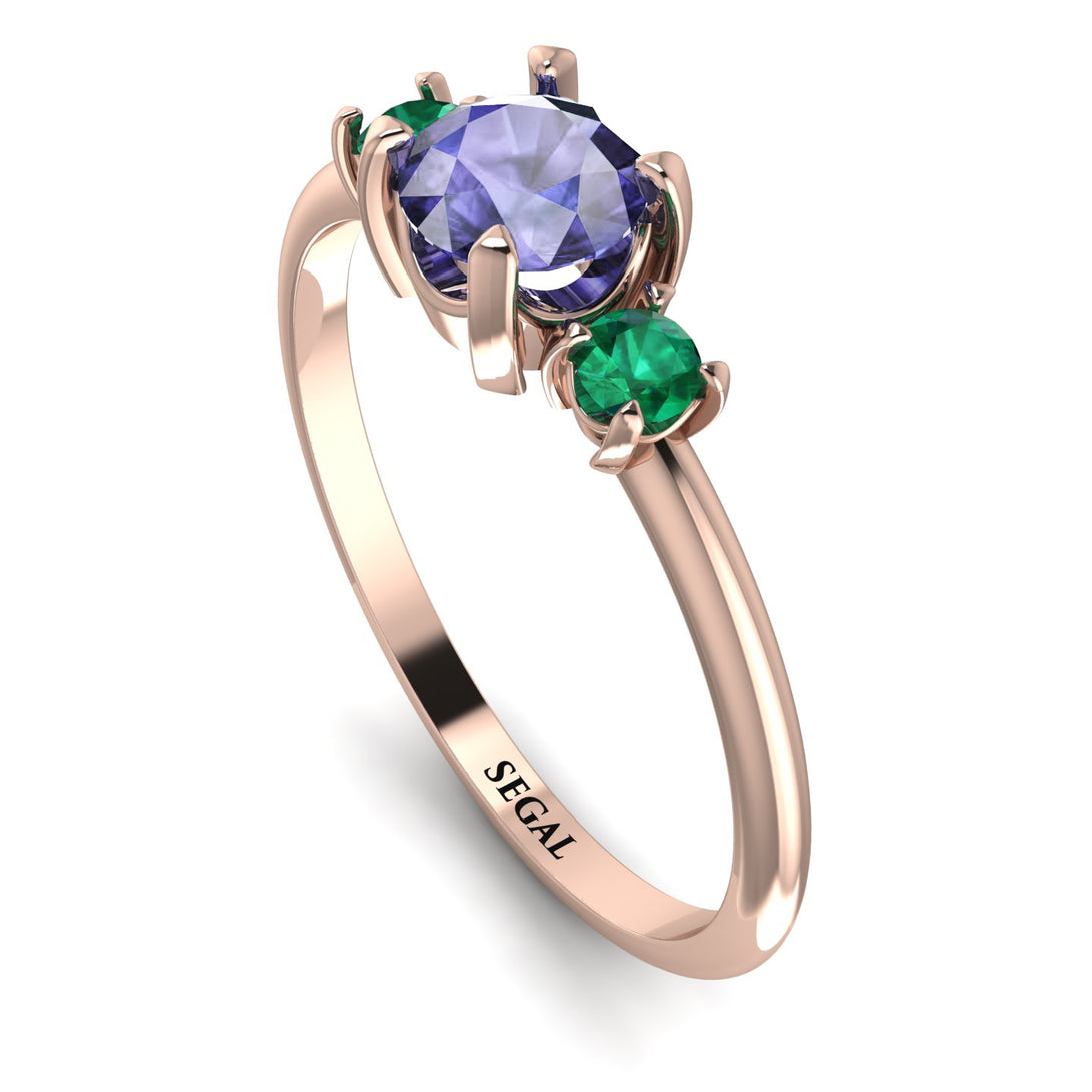 Classic Three Stone Tanzanite Engagement Ring - Valentina No. 205