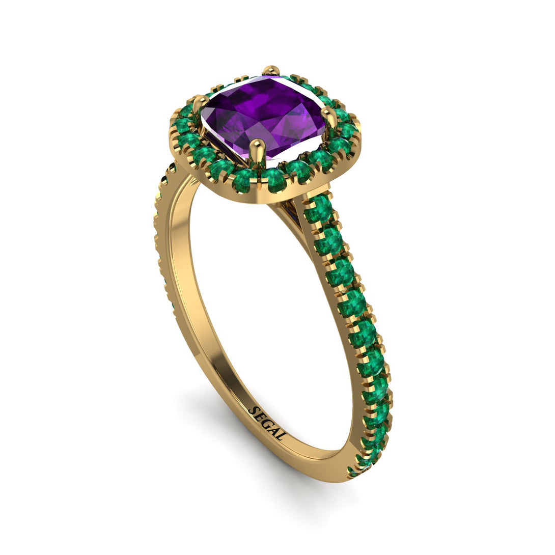 Cushion Amethyst Halo Engagement Ring - Jade No. 304