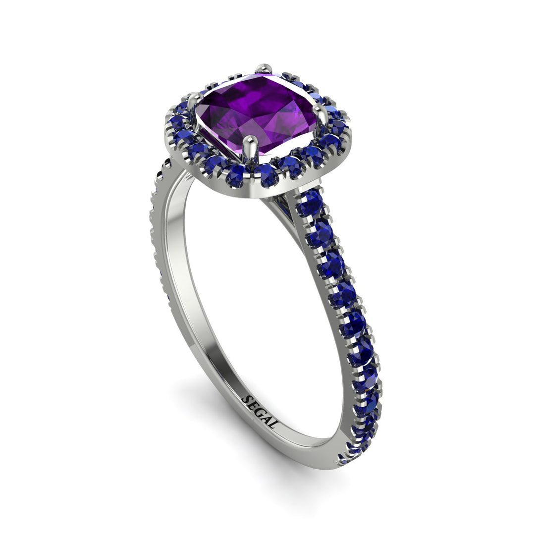 Cushion Amethyst Halo Engagement Ring - Jade No. 315