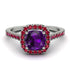 Cushion Amethyst Halo Engagement Ring - Jade No. 312 image 2