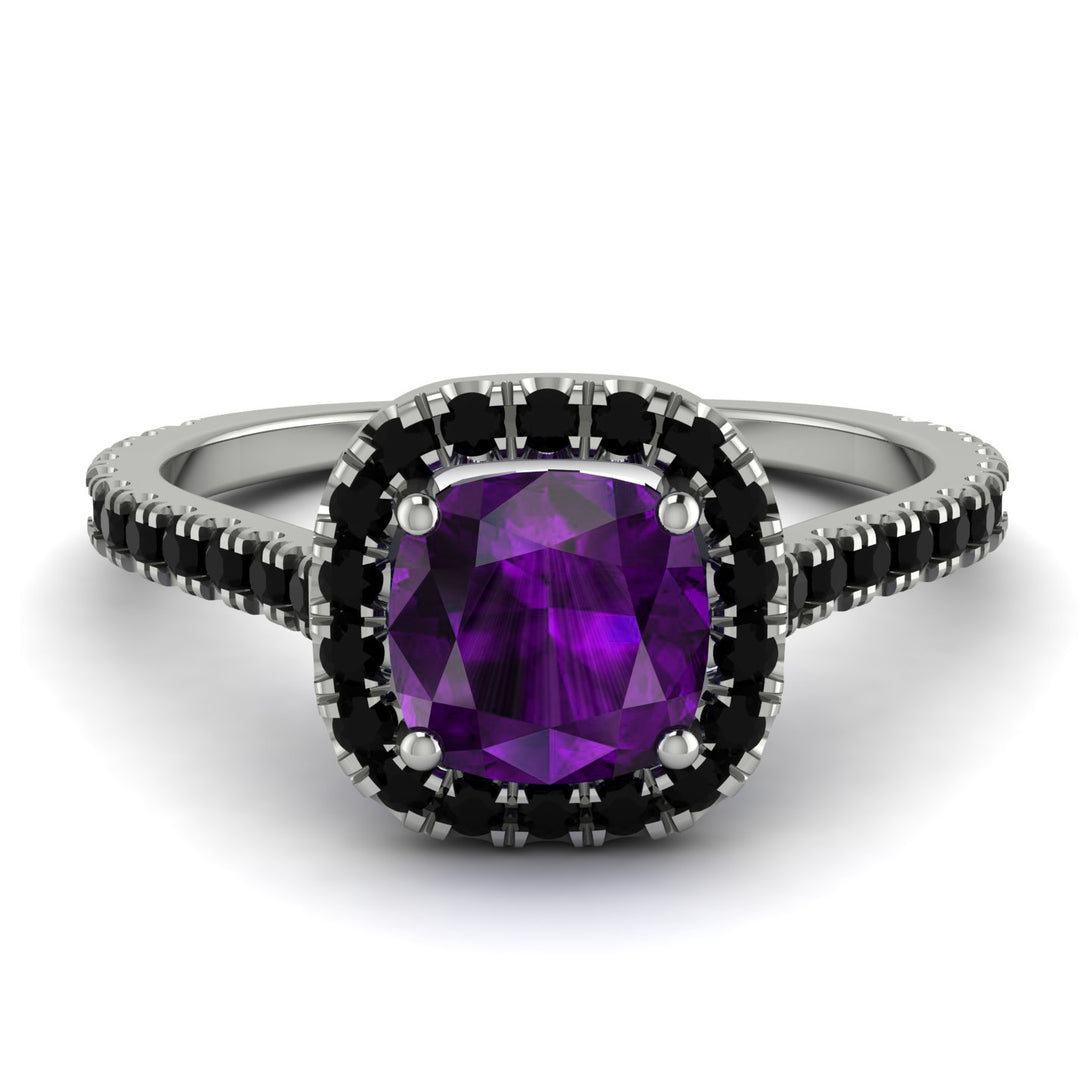 Cushion Amethyst Halo Engagement Ring - Jade No. 309