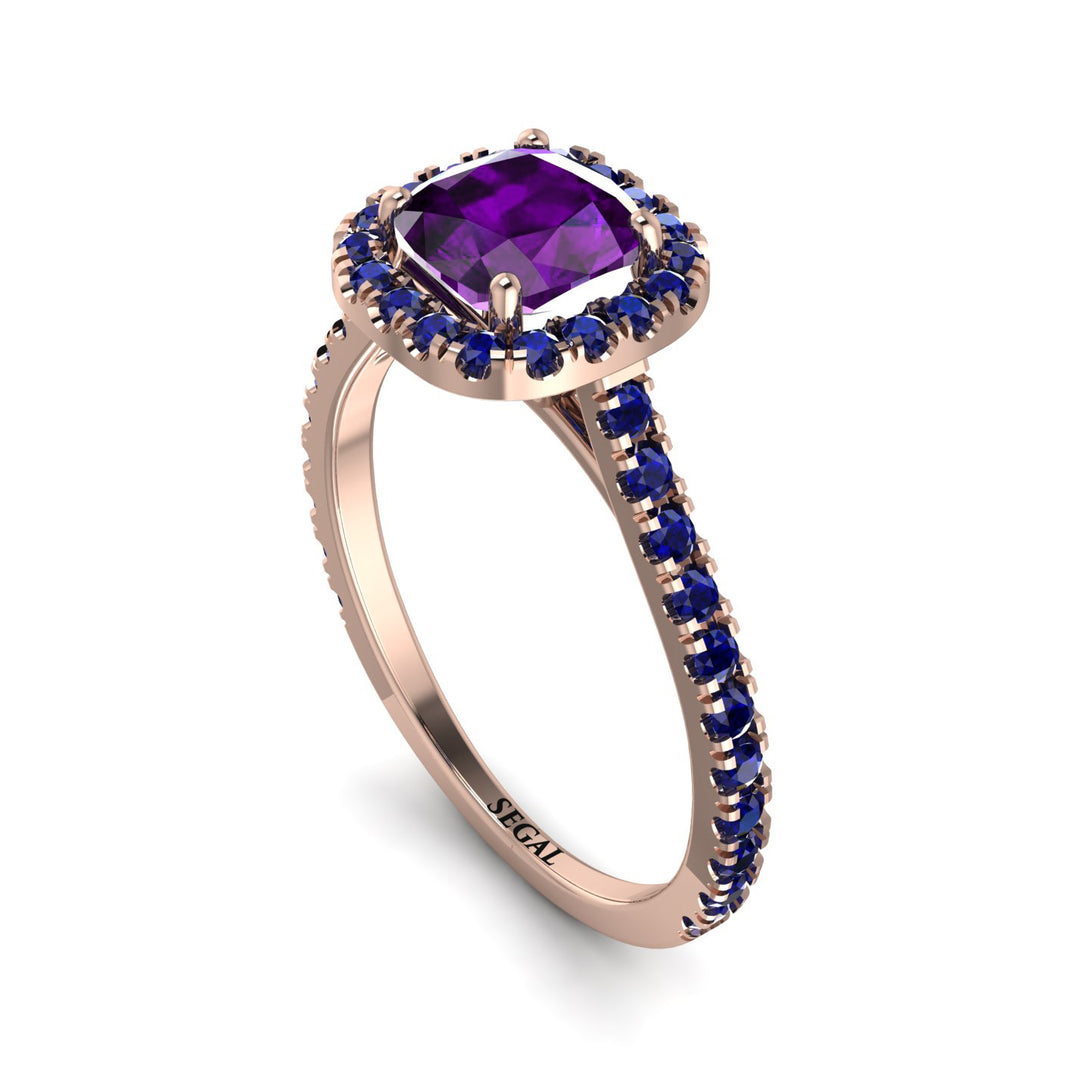 Cushion Amethyst Halo Engagement Ring - Jade No. 314