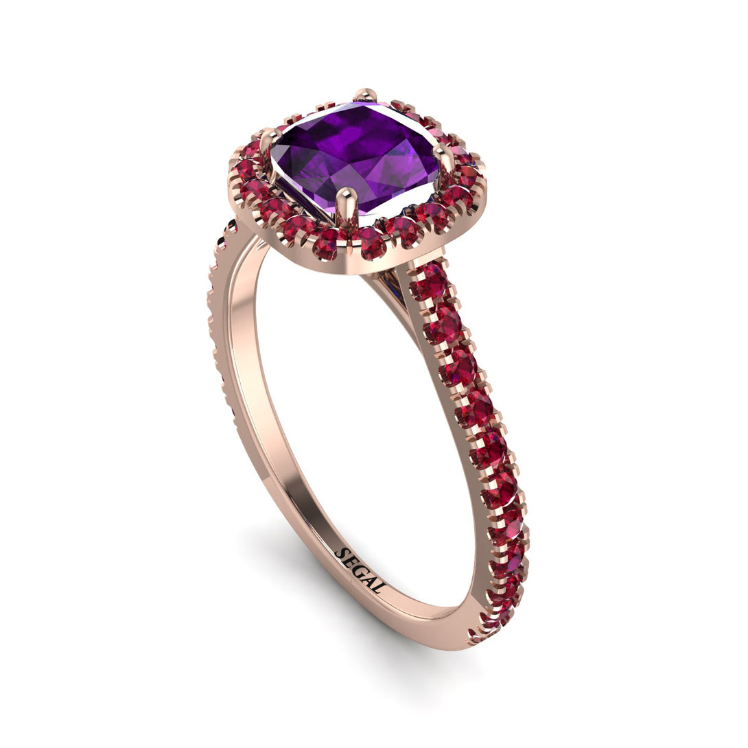 Cushion Amethyst Halo Engagement Ring - Jade No. 311