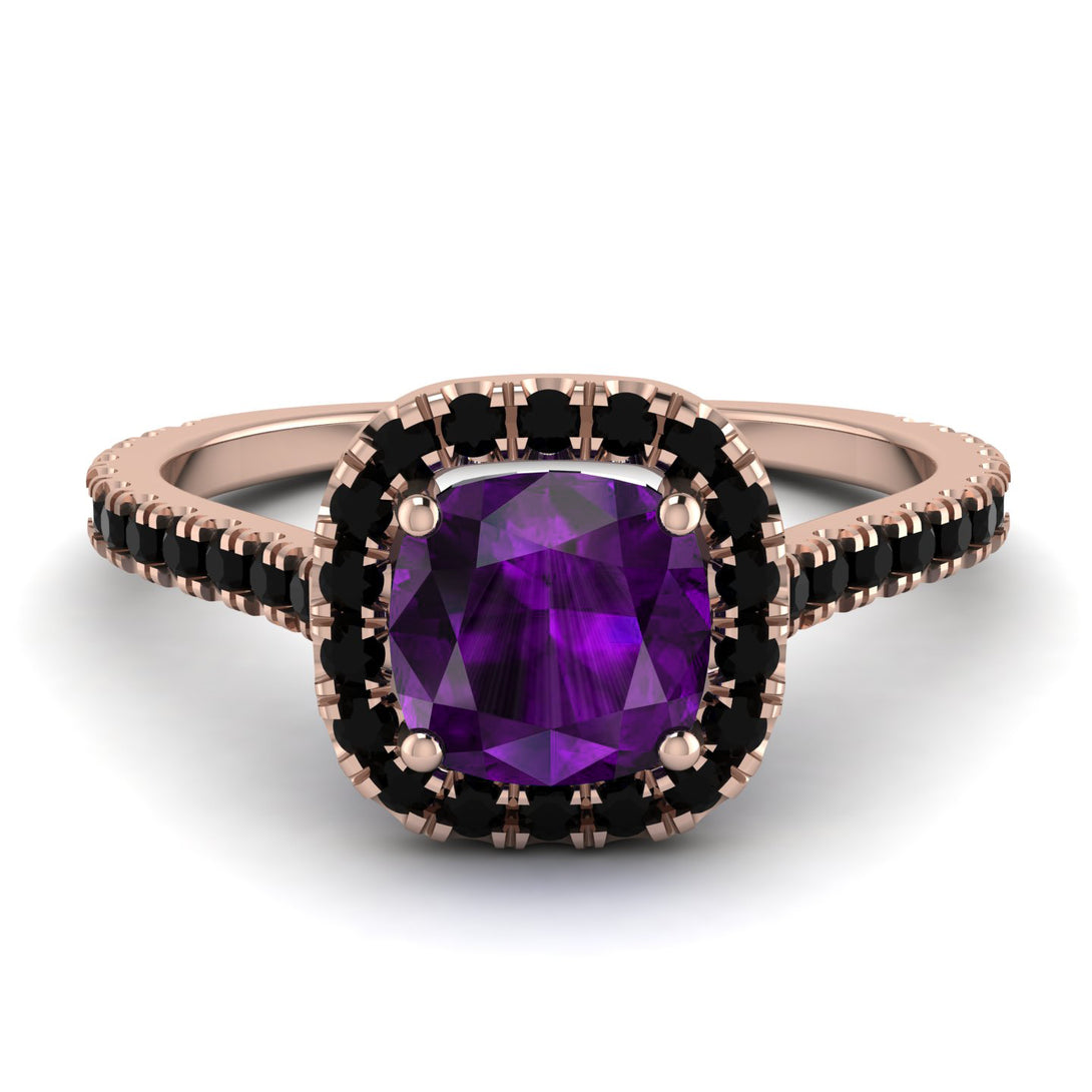 Cushion Amethyst Halo Engagement Ring - Jade No. 308