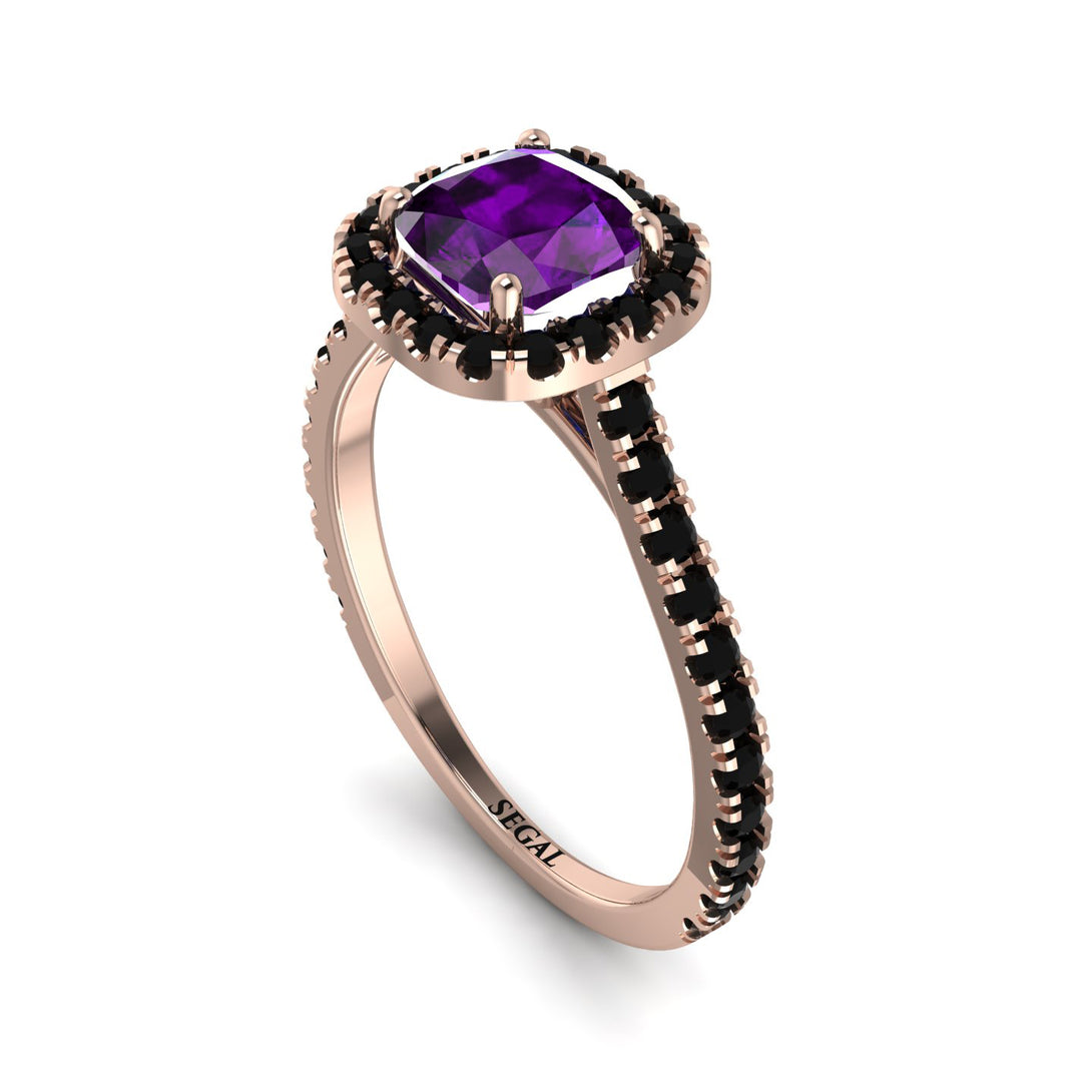 Cushion Amethyst Halo Engagement Ring - Jade No. 308